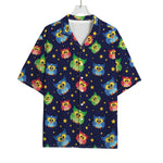 Owl And Star Pattern Print Rayon Hawaiian Shirt
