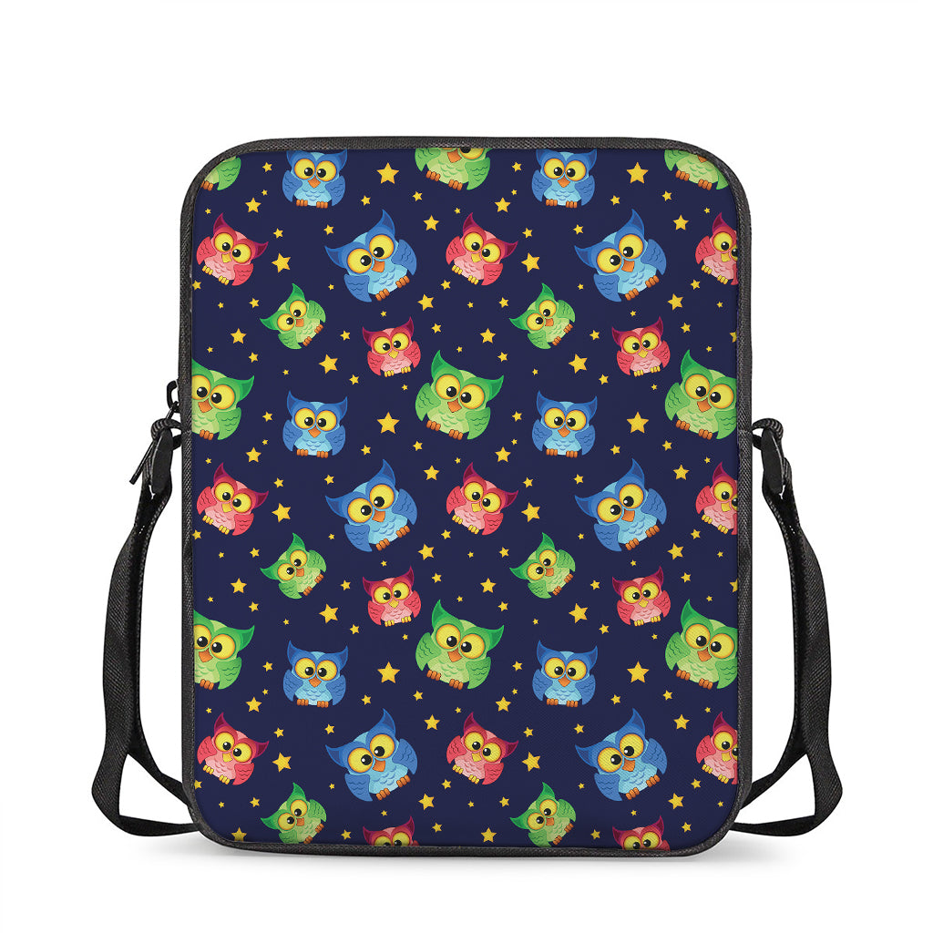 Owl And Star Pattern Print Rectangular Crossbody Bag