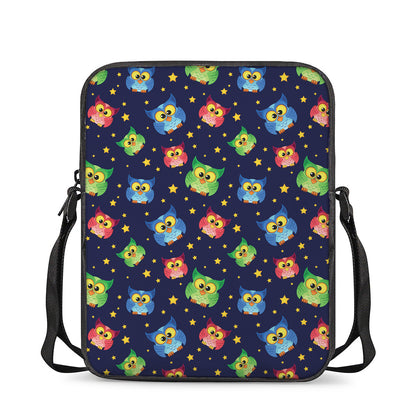 Owl And Star Pattern Print Rectangular Crossbody Bag