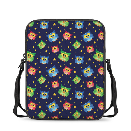 Owl And Star Pattern Print Rectangular Crossbody Bag