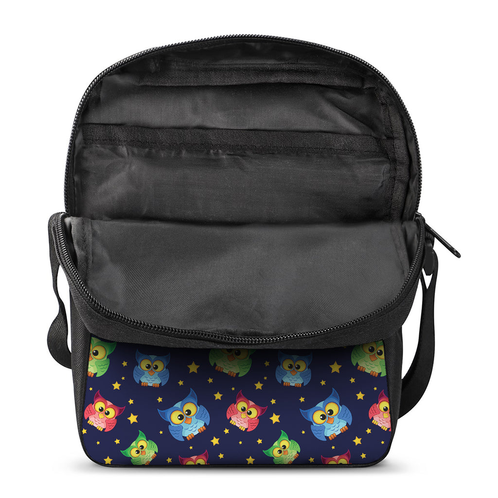 Owl And Star Pattern Print Rectangular Crossbody Bag