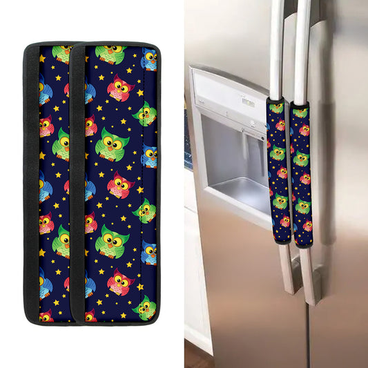Owl And Star Pattern Print Refrigerator Handle Covers