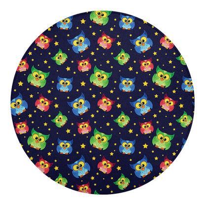 Owl And Star Pattern Print Round Blanket