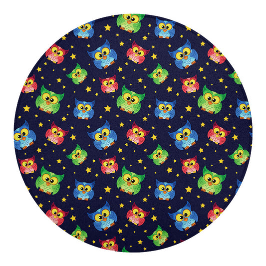 Owl And Star Pattern Print Round Blanket
