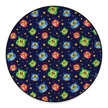 Owl And Star Pattern Print Round Floor Mat