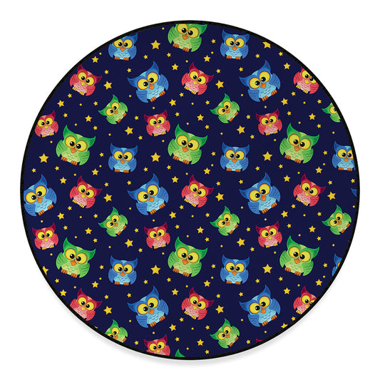 Owl And Star Pattern Print Round Floor Mat