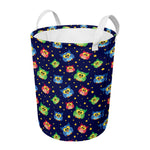 Owl And Star Pattern Print Round Laundry Basket