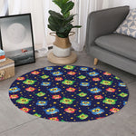 Owl And Star Pattern Print Round Rug