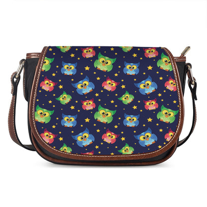 Owl And Star Pattern Print Saddle Bag