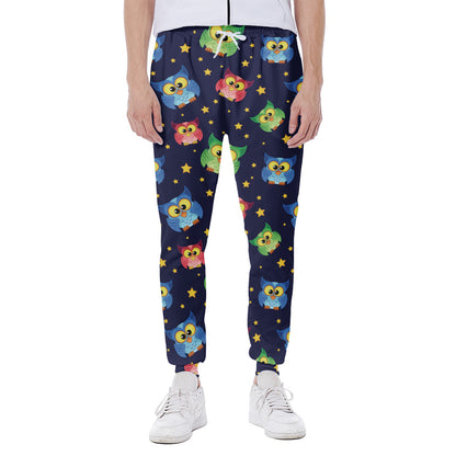 Owl And Star Pattern Print Scuba Joggers