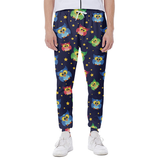Owl And Star Pattern Print Scuba Joggers