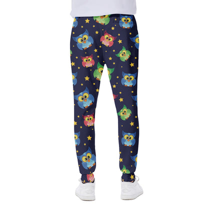 Owl And Star Pattern Print Scuba Joggers