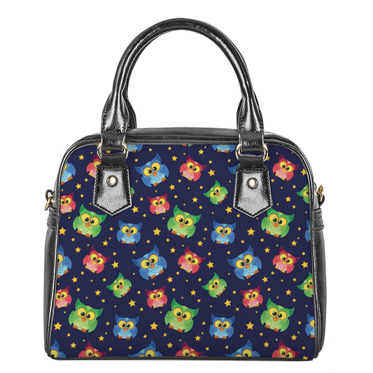 Owl And Star Pattern Print Shoulder Handbag