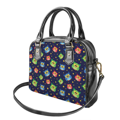 Owl And Star Pattern Print Shoulder Handbag