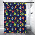 Owl And Star Pattern Print Shower Curtain