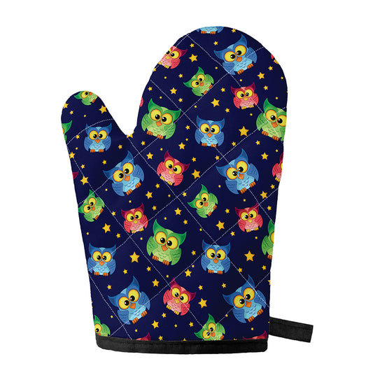 Owl And Star Pattern Print Single Oven Mitt
