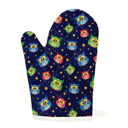 Owl And Star Pattern Print Single Oven Mitt