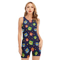 Owl And Star Pattern Print Sleeveless One Piece Swimsuit