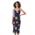 Owl And Star Pattern Print Slim Fit Midi Cami Dress