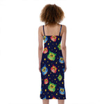 Owl And Star Pattern Print Slim Fit Midi Cami Dress