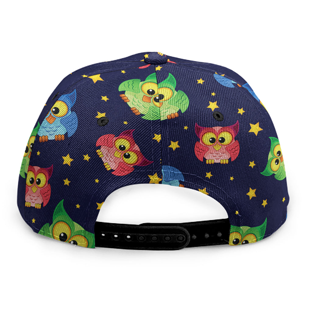 Owl And Star Pattern Print Snapback Cap
