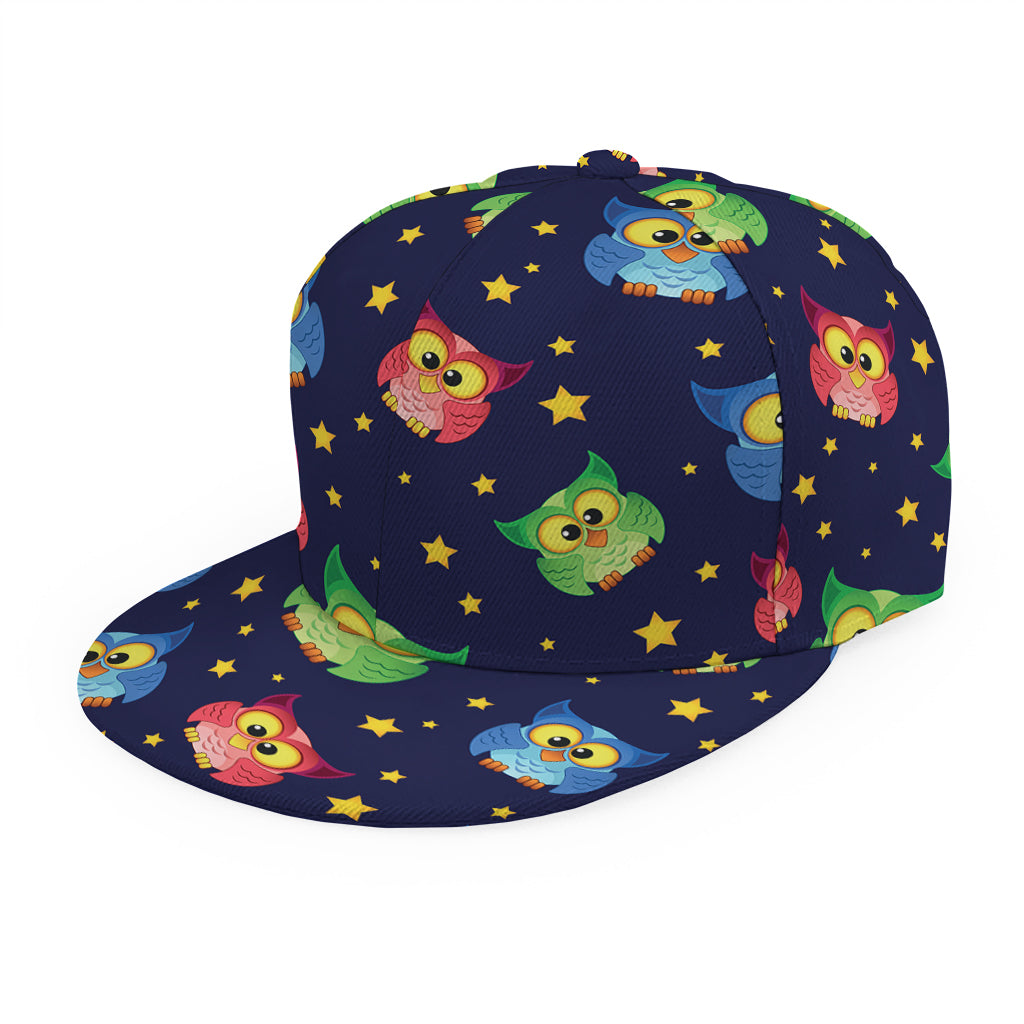Owl And Star Pattern Print Snapback Cap