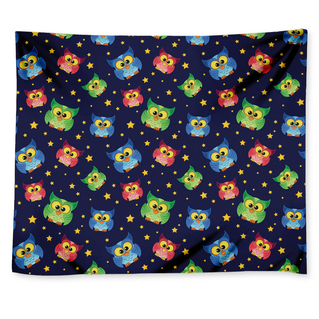 Owl And Star Pattern Print Tapestry