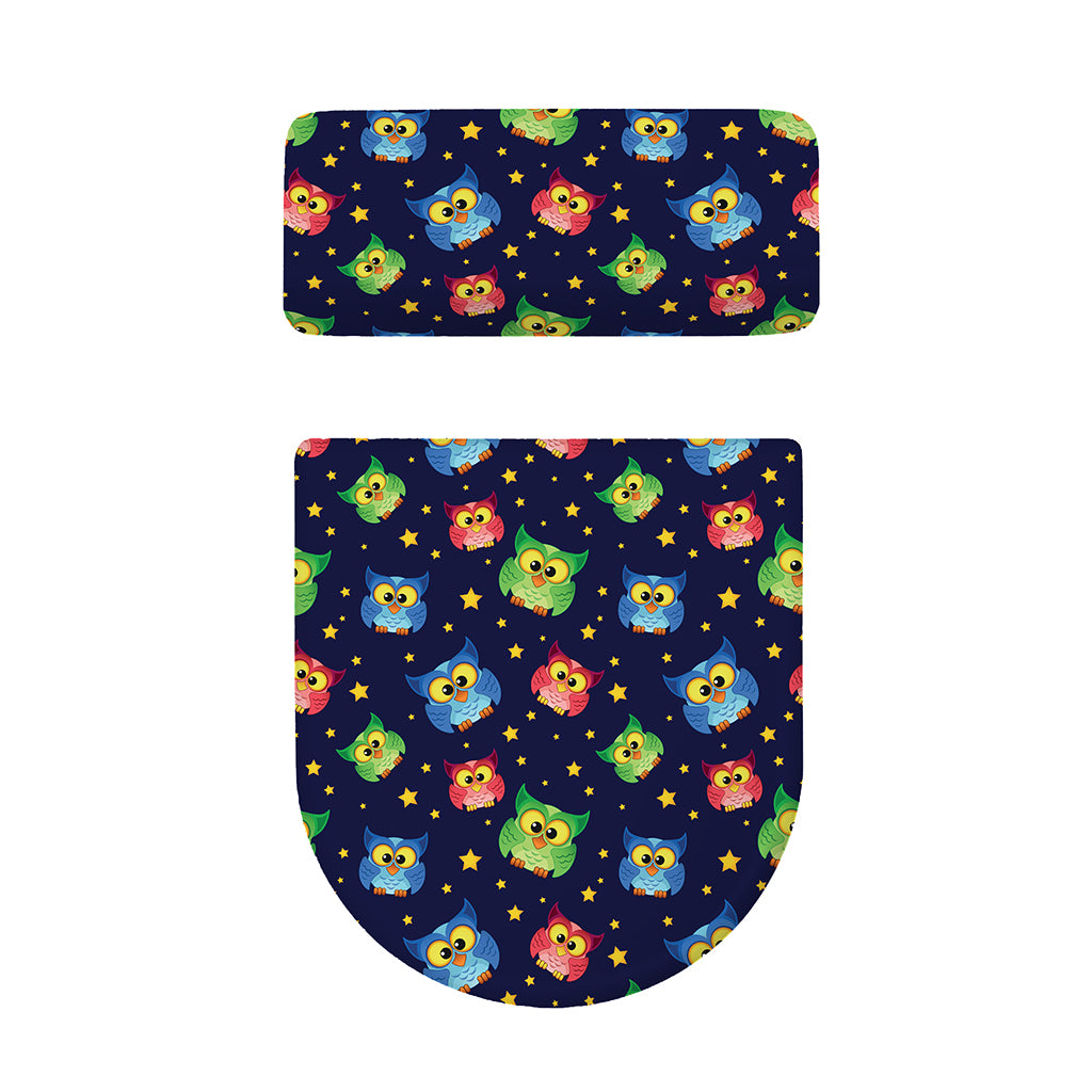 Owl And Star Pattern Print Toilet Lid And Tank Cover Set