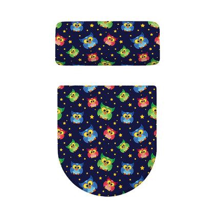 Owl And Star Pattern Print Toilet Lid And Tank Cover Set