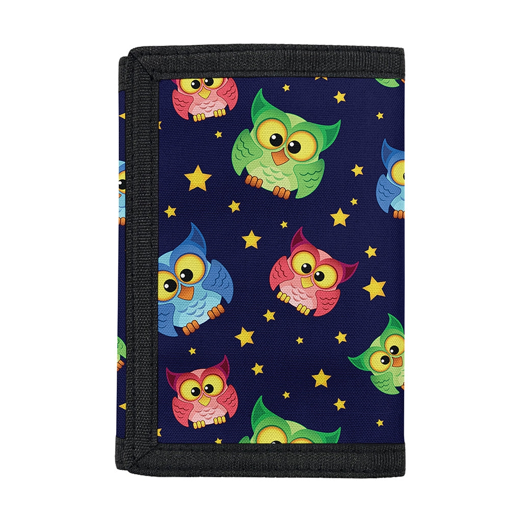 Owl And Star Pattern Print Trifold Wallet