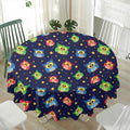 Owl And Star Pattern Print Waterproof Round Tablecloth
