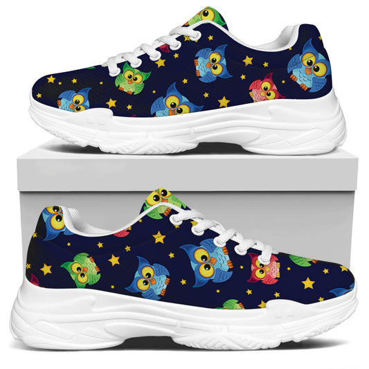 Owl And Star Pattern Print White Chunky Shoes