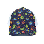 Owl And Star Pattern Print White Mesh Trucker Cap