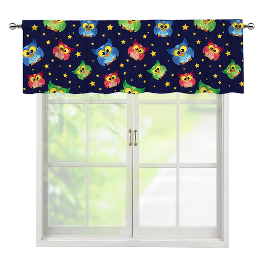Owl And Star Pattern Print Window Valance