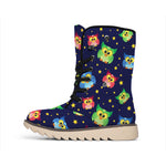 Owl And Star Pattern Print Winter Boots