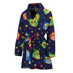 Owl And Star Pattern Print Women's Bathrobe