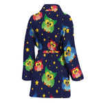 Owl And Star Pattern Print Women's Bathrobe
