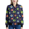 Owl And Star Pattern Print Women's Bomber Jacket