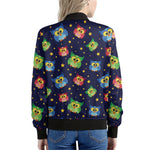 Owl And Star Pattern Print Women's Bomber Jacket