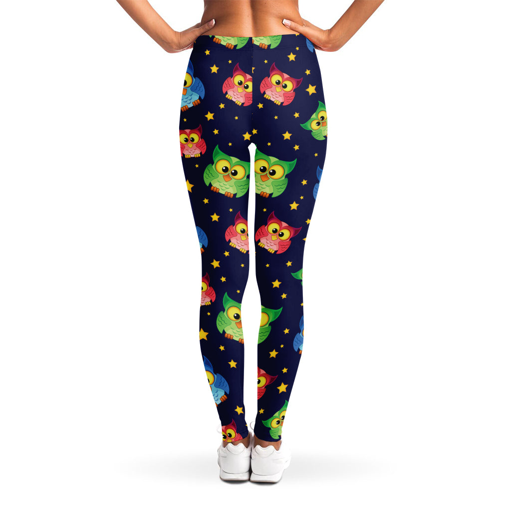 Owl And Star Pattern Print Women's Leggings