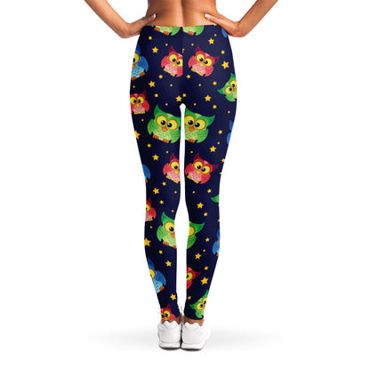 Owl And Star Pattern Print Women's Leggings