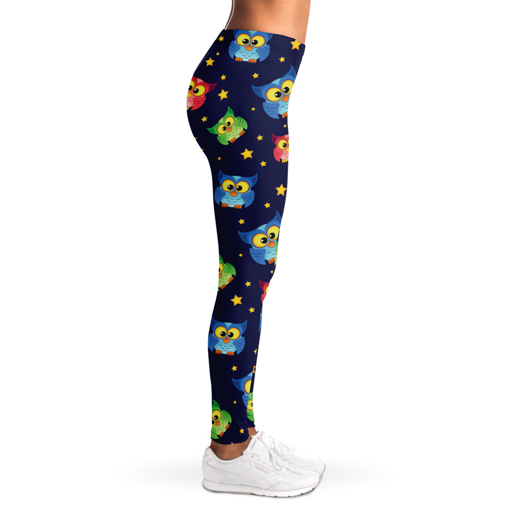 Owl And Star Pattern Print Women's Leggings