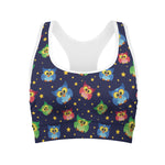 Owl And Star Pattern Print Women's Sports Bra