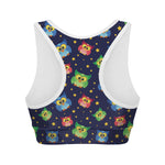 Owl And Star Pattern Print Women's Sports Bra