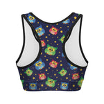 Owl And Star Pattern Print Women's Sports Bra