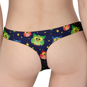 Owl And Star Pattern Print Women's Thong