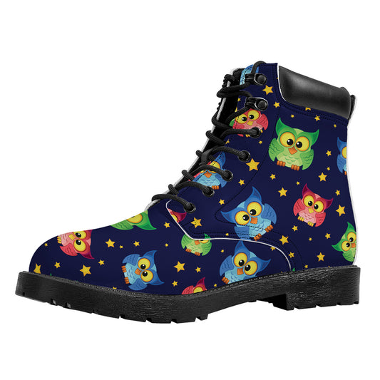 Owl And Star Pattern Print Work Boots