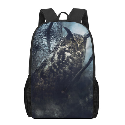 Owl At Night Print 17 Inch Backpack