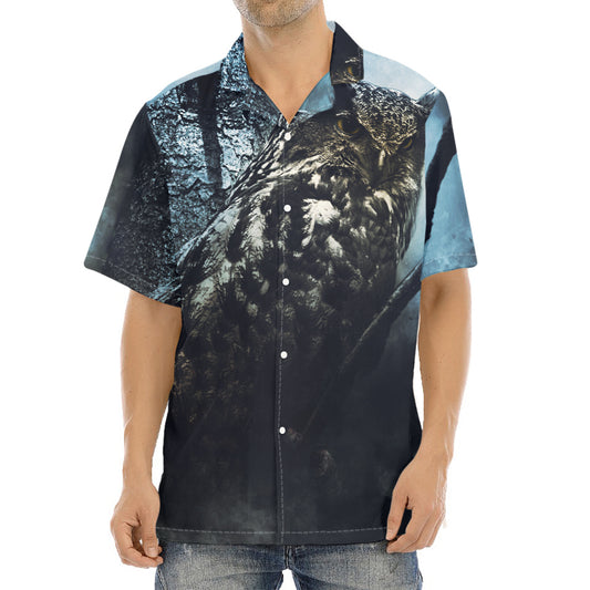 Owl At Night Print Aloha Shirt
