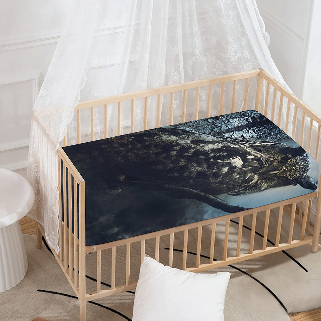 Owl At Night Print Baby Crib Sheet